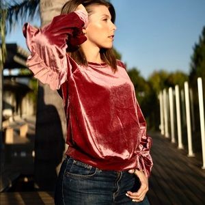 Ruched drawstring ruffle sleeves sweater